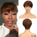 Highlighted Pixie Cut Brazilian Hair Wig Stylish Easy Wear