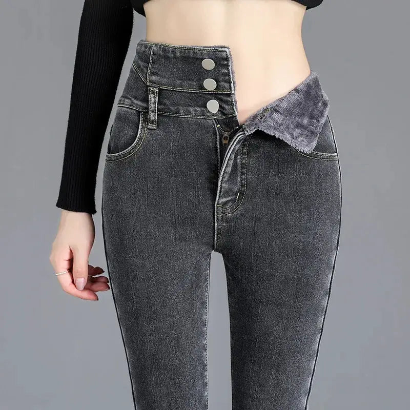 Thermal Winter Thick Fleece High Waist Warm Skinny Jeans