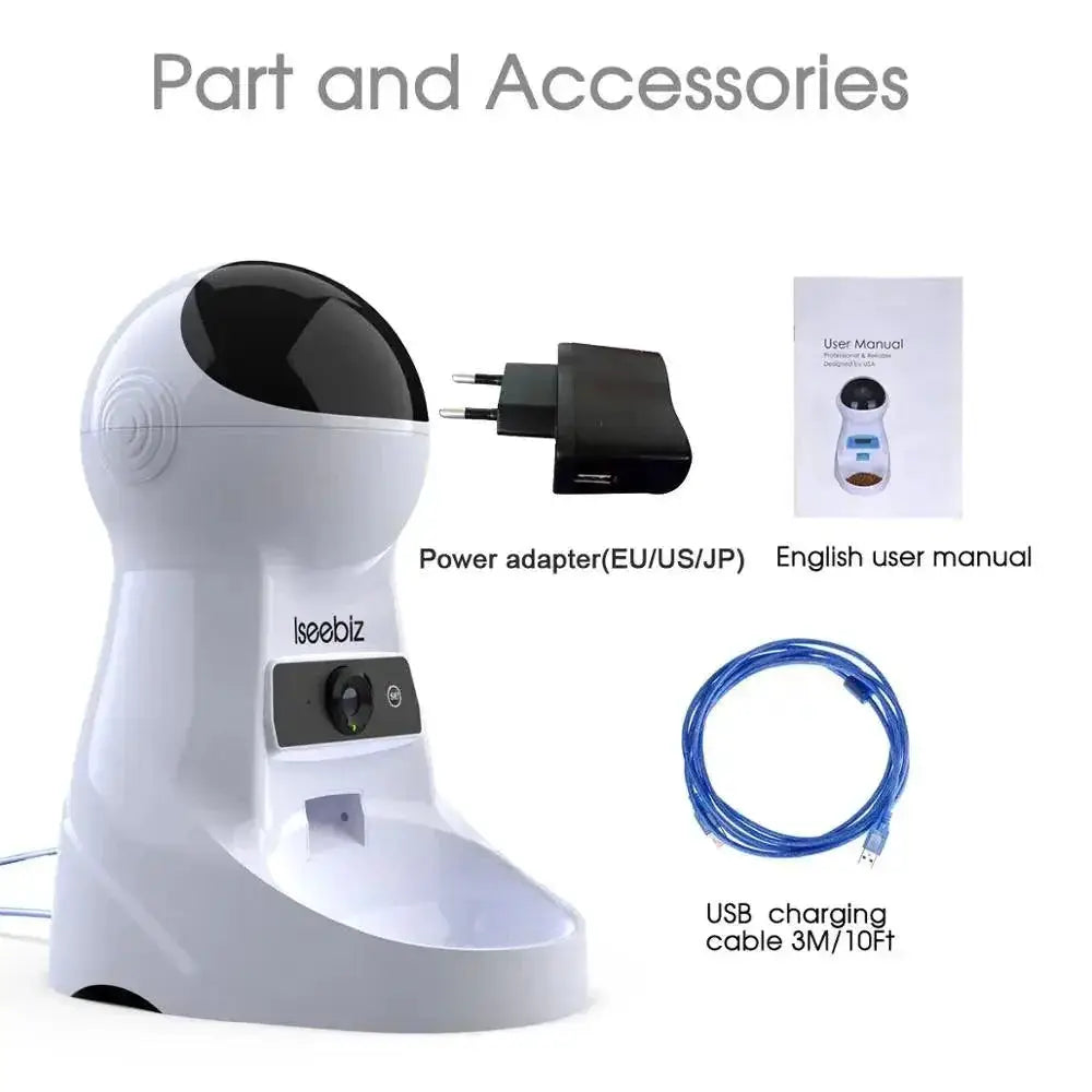 Iseebiz Automatic Pet Feeder With Camera And App Control