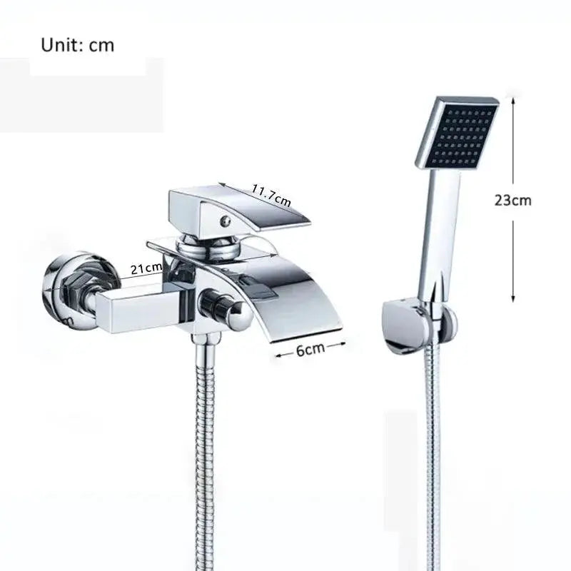 Gold Bathtub Faucet Waterfall Shower Wall Mounted Elite