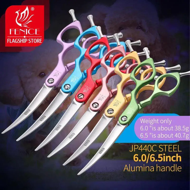 Fenice Curved Grooming Scissors for Dogs and Cats Precision