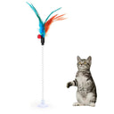Colorful Feather Wand Cat Toy with Bell & Mouse Teaser