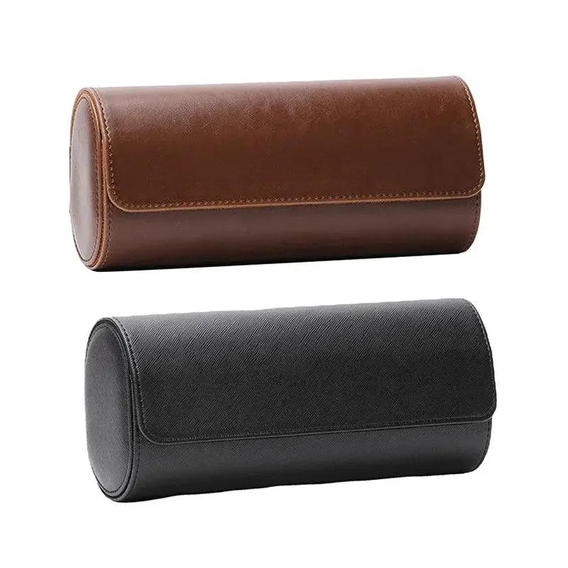 Vintage Leather Watch Roll Travel Case for Watches