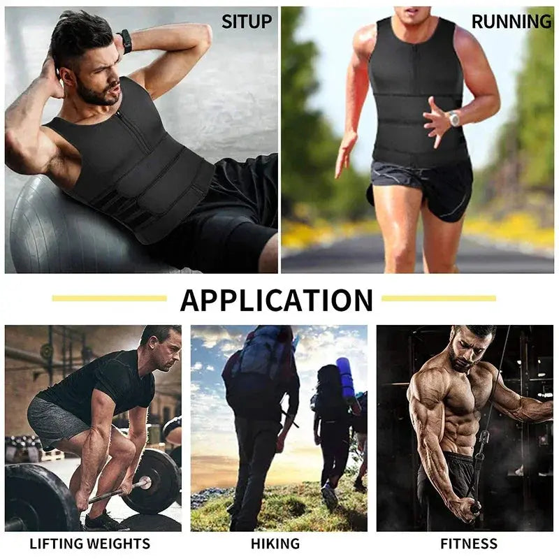 Mens Slimming Waist Trainer Vest Sauna Effect Shapewear