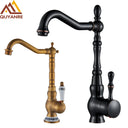 Quyanre Black Bronze Retro Antique Brass Kitchen Faucet