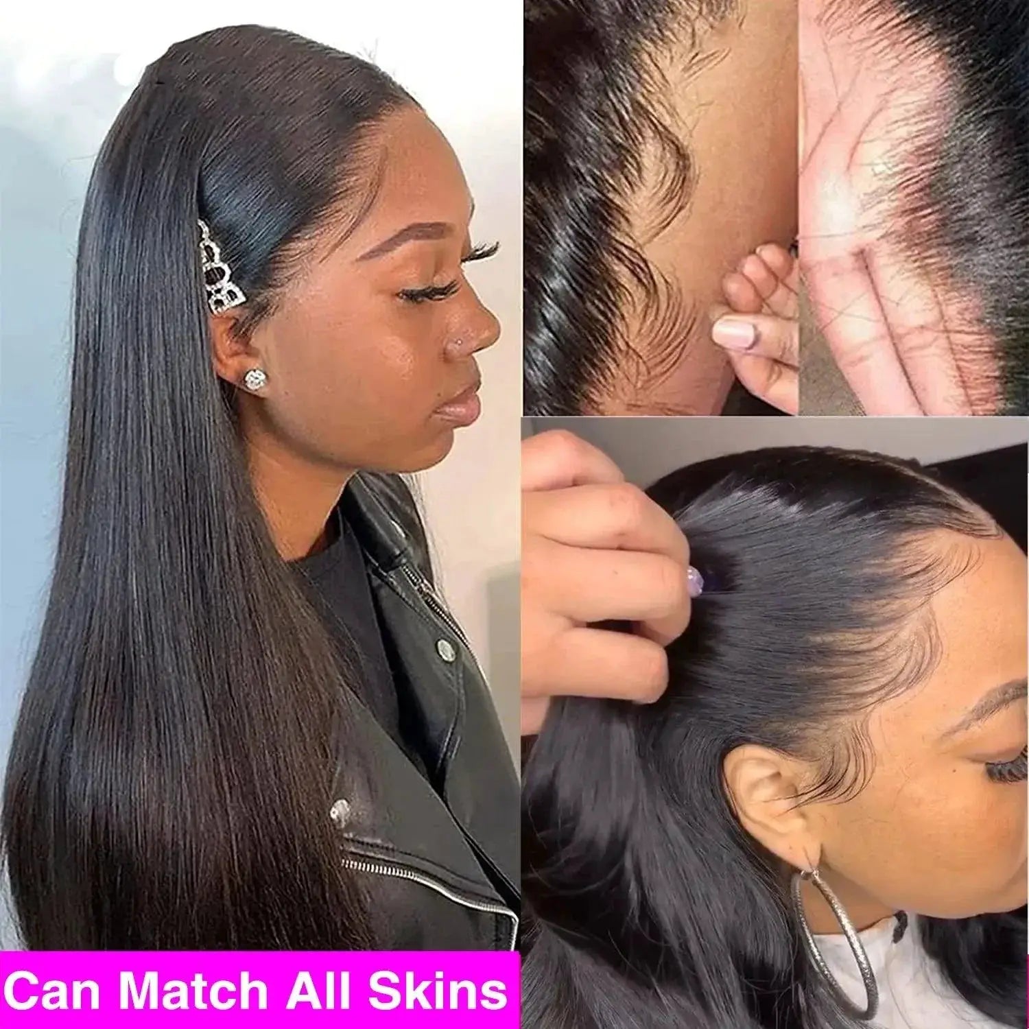 30-32 Brazilian Bone Straight Lace Front Wigs Natural Look