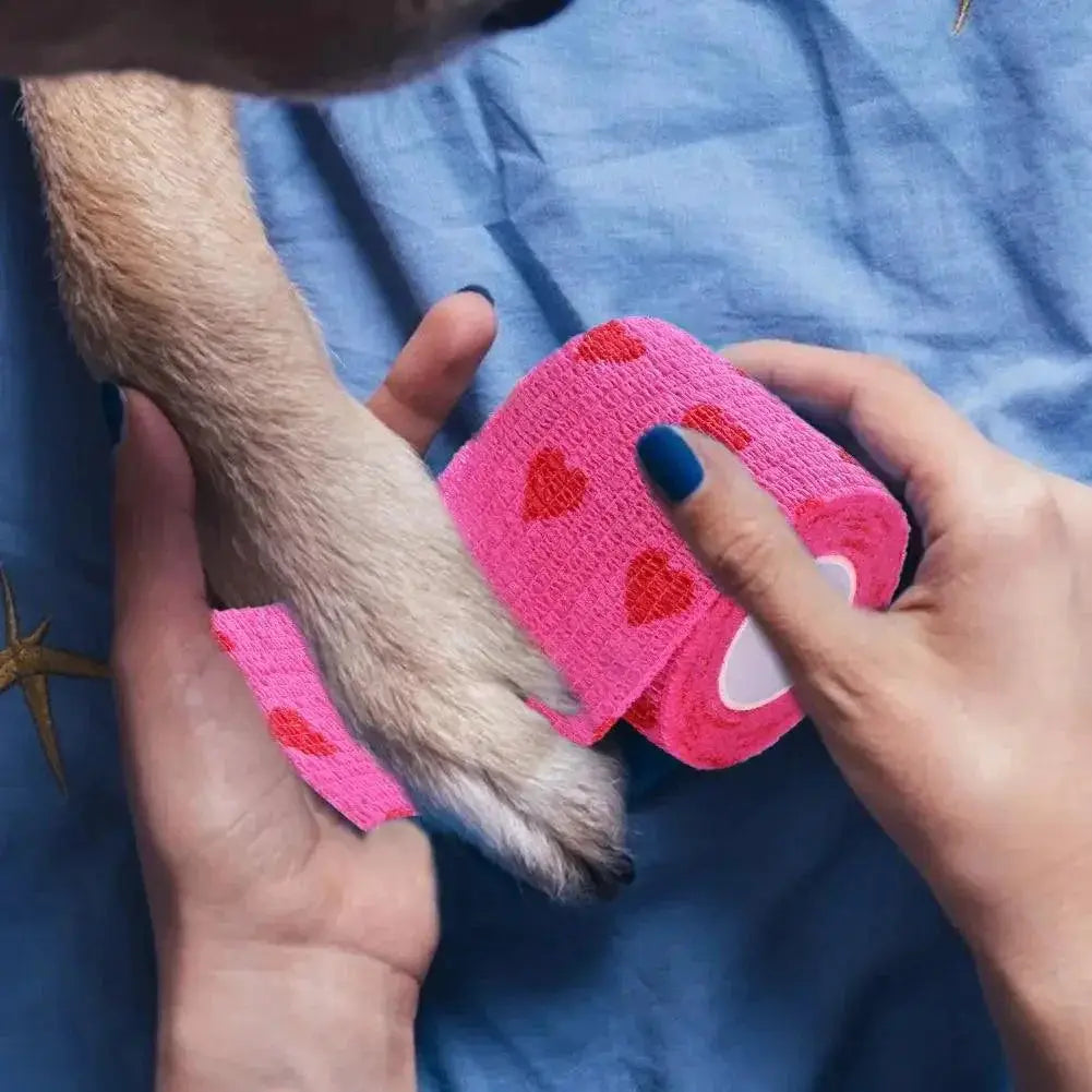 Pet Waterproof Tattoo Grip Bandage Cover Wrap Rose Red