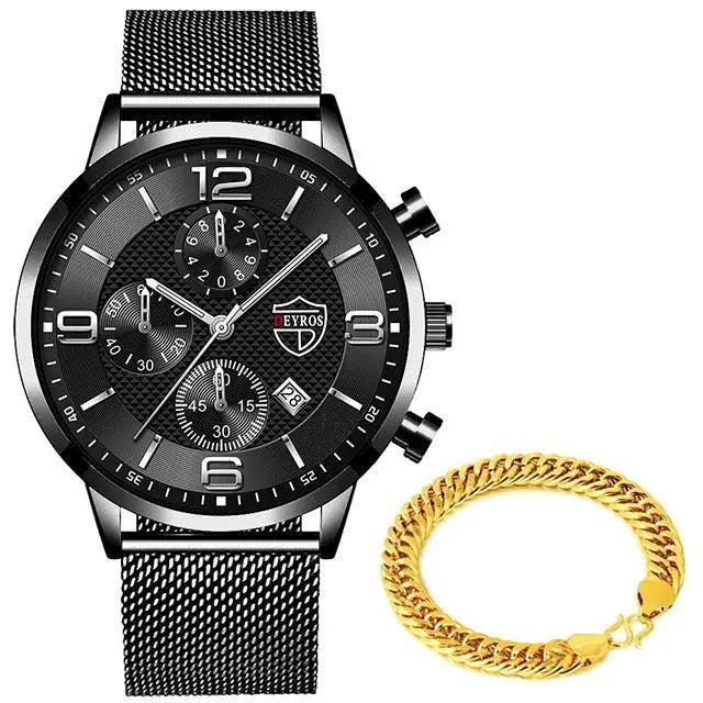 Elegant Stainless Steel Mesh Bracelet Watch For Gentlemen