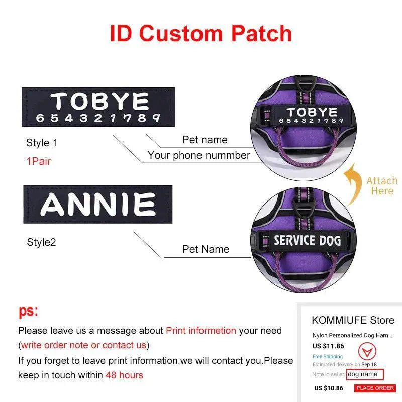 Adjustable Reflective Dog Harness Vest With Leash For Dogs