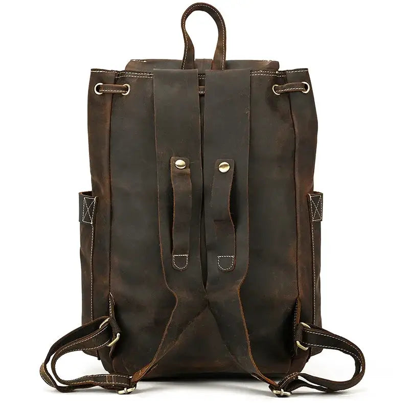 Vintage Men's Genuine Leather Backpack for Laptop Cowhide School Bag for Teenagers Crazy Horse Leather Rucksack Men School Bag