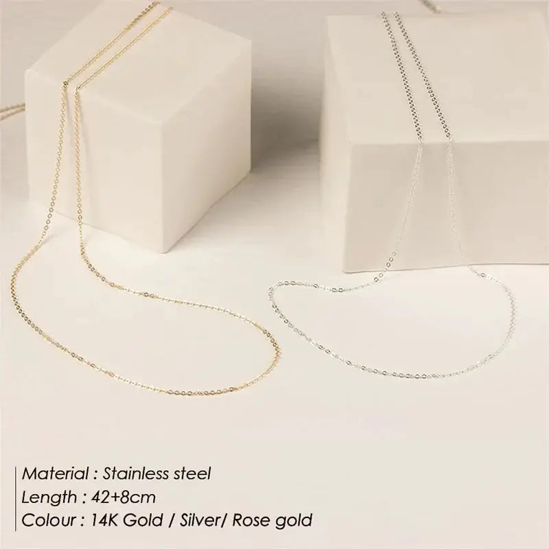 Emanco Fine Chain Necklace Stainless Steel Gold Pendants