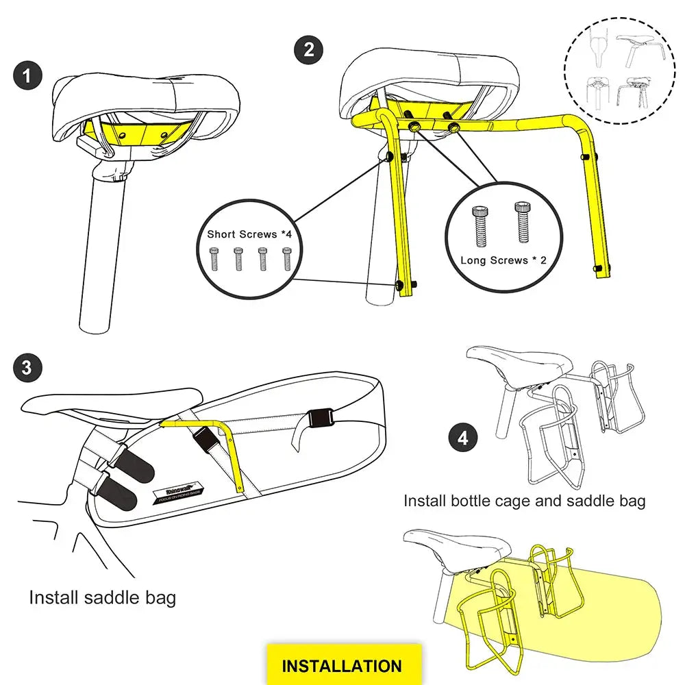 Rhinowalk Bike Saddle Stabilizer Bracket Rear Seat Mounting Bracket Bicycle Luggage Rack Holder Support Shelf Frames Accessories