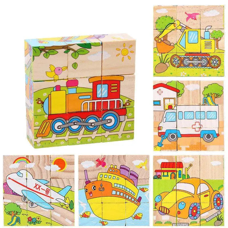 Wooden Blocks Puzzle Game Animal Fruit Traffic Theme Toy