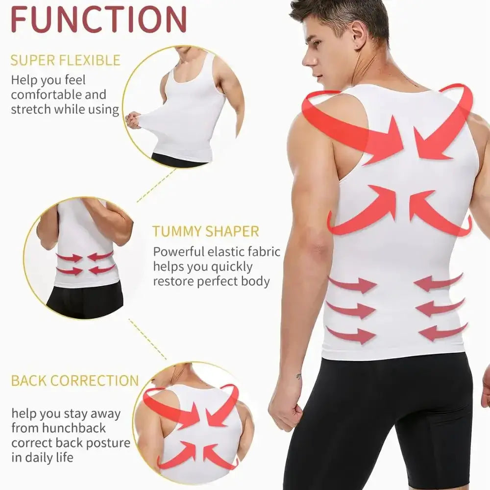 Mens Slimming Compression Vest Tummy Control Gynecomastia