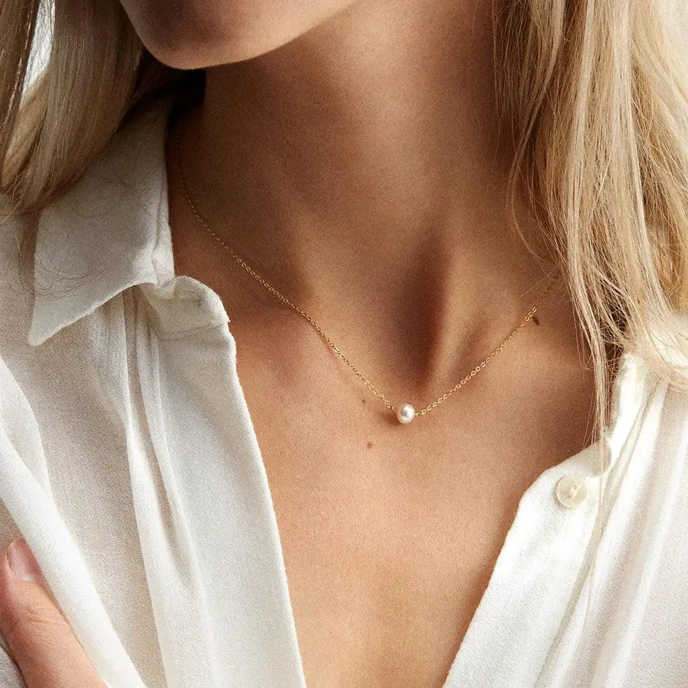 Stainless Steel Choker Imitated Pearl Necklaces Collection