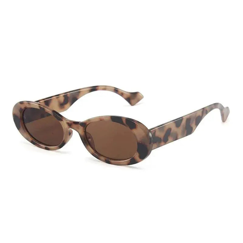 Unisex Vintage Leopard Oval Sunglasses UV400 Protection