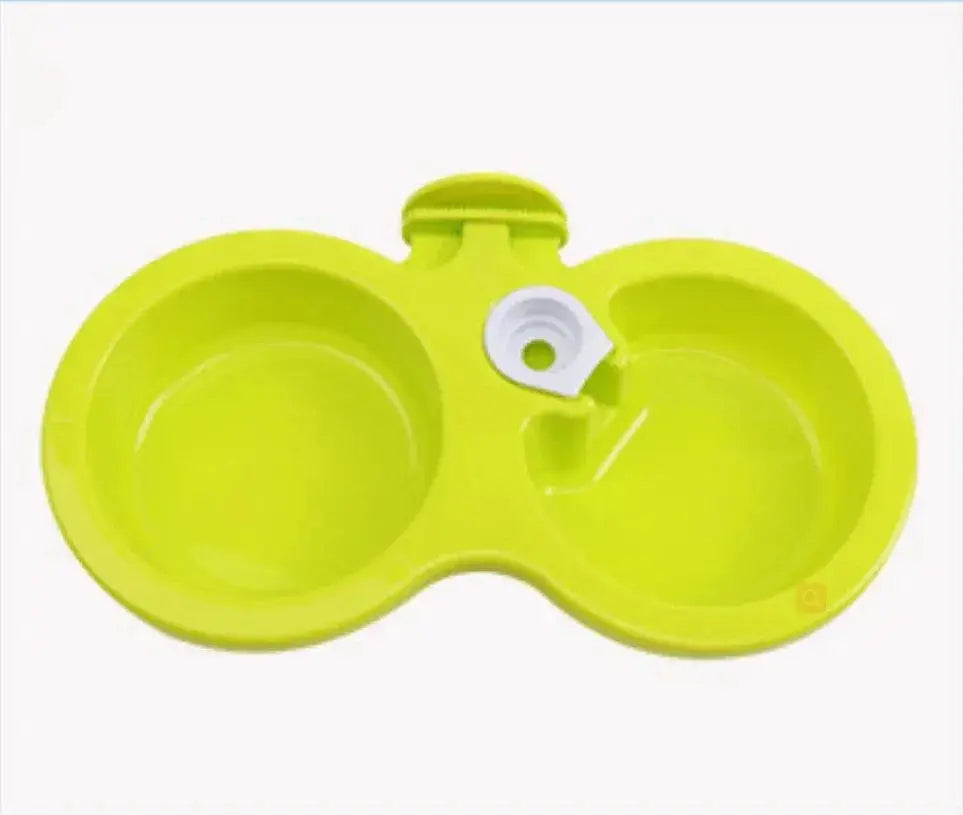 Double Hanging Pet Cage Bowls With Automatic Water Feeder
