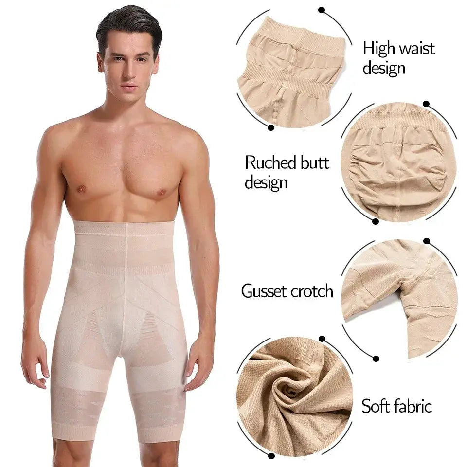 Mens Slimming Tummy Control Shapewear Shorts High Waist
