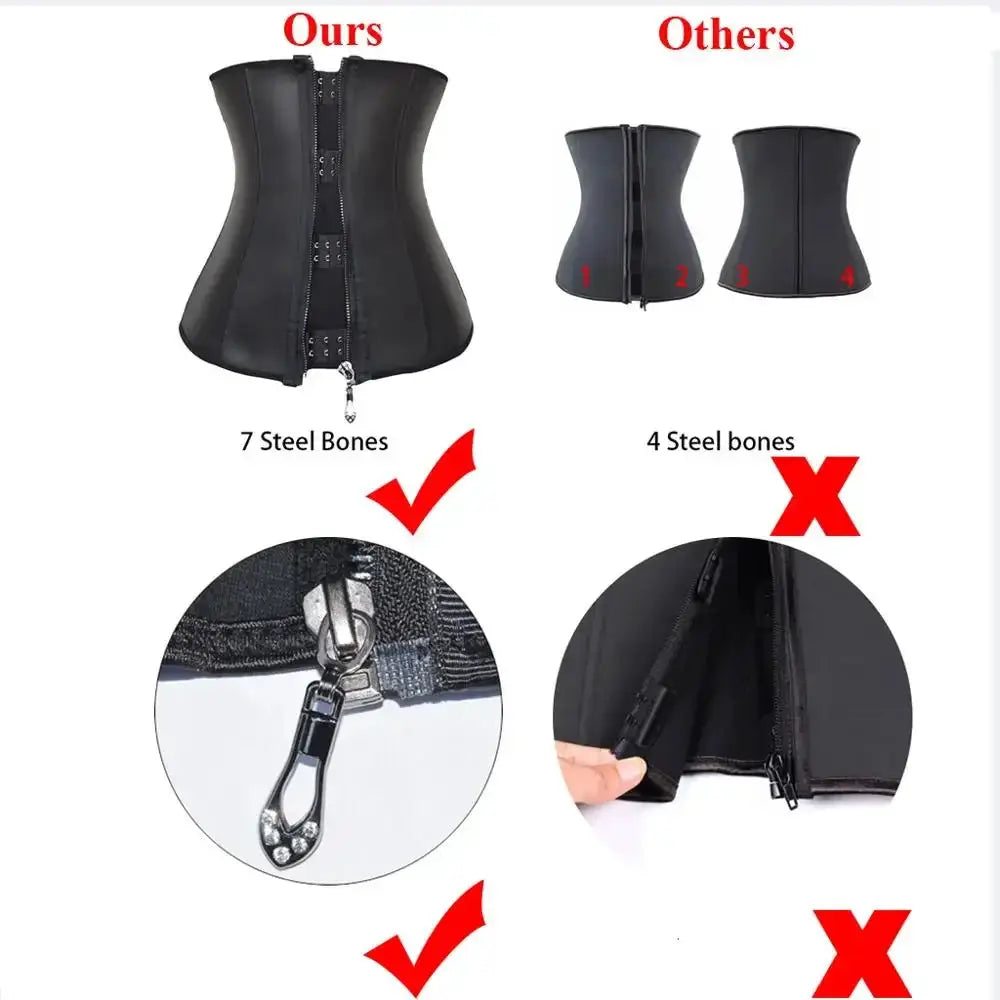 Zippered Latex Waist Trainer Corset For Women Slimming