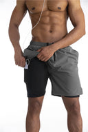 Summer Running Shorts Men 2 in 1 Quick Dry Gym Shorts