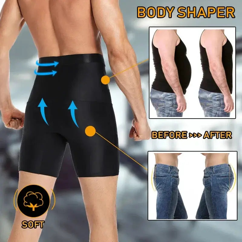Men's High Waist Body Shaper Boxer Briefs For Tummy Control