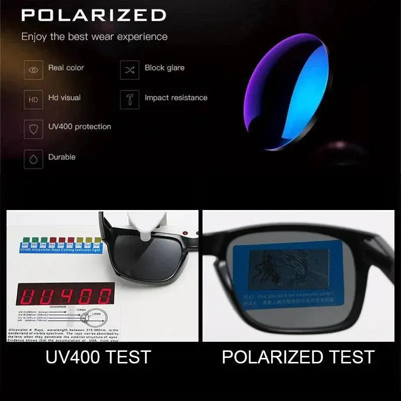 Mens Vintage Square Polarized Sunglasses UV400 Protection