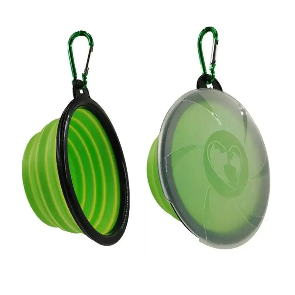 Collapsible Silicone Travel Dog Bowl With Lid And Carabiner