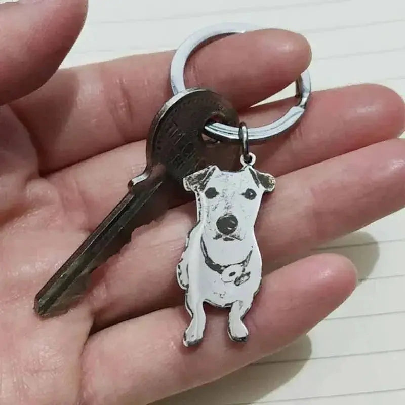 Personalized Stainless Steel Pet Photo Necklace and Keychain