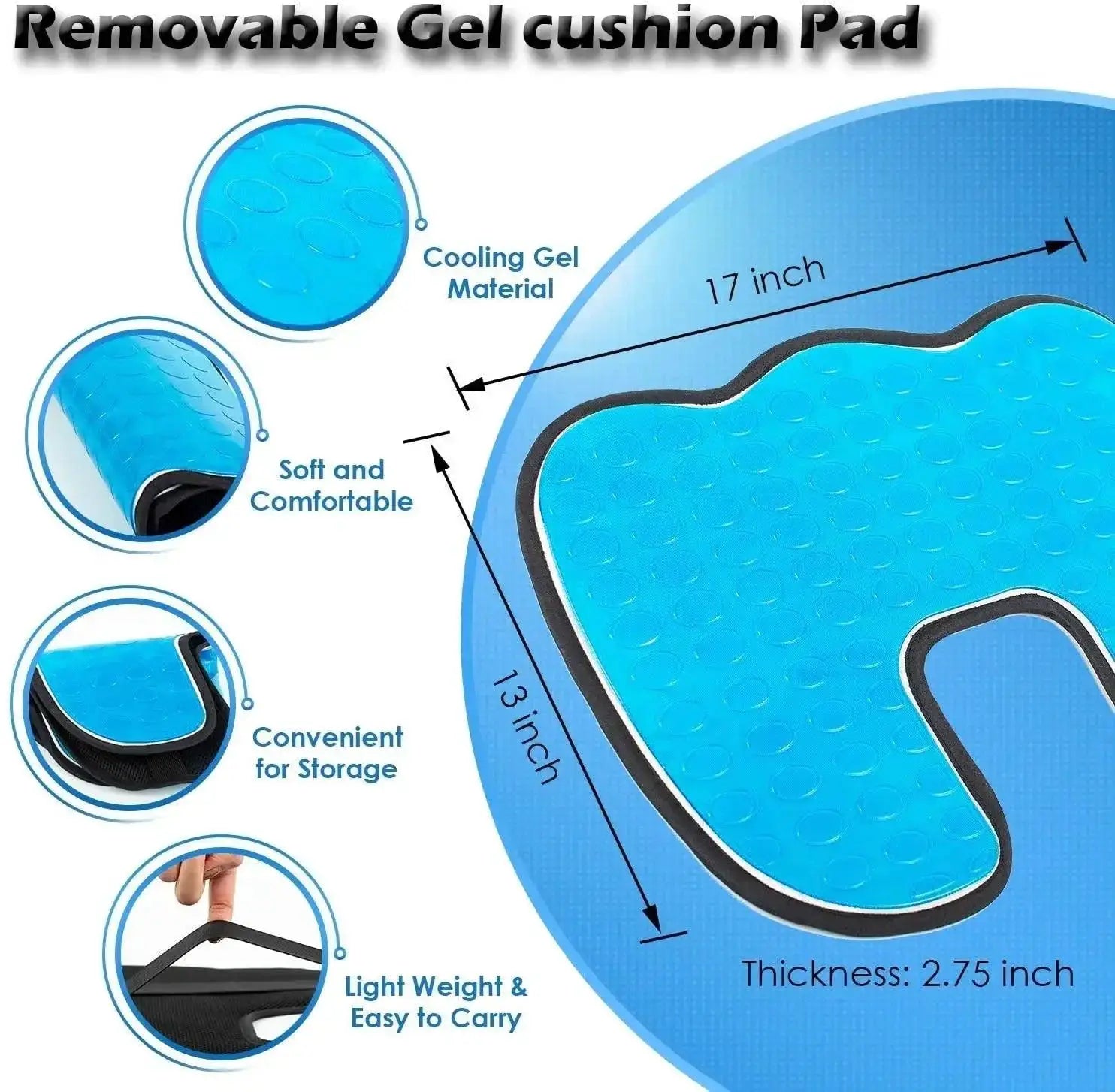 U Shaped Memory Foam Gel Seat Cushion for Travel Support