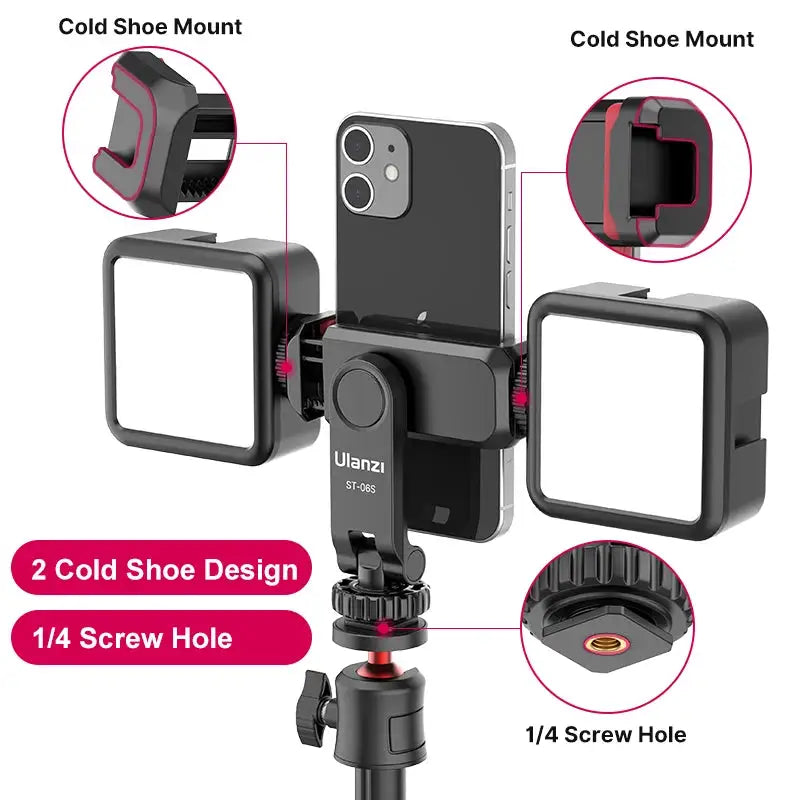 Ulanzi ST-06S Vertical Shooting Phone Mount Holder for DSLR Camera Monitor Mount Tripod Mount Clamp for Smartphone Vlog Shooting
