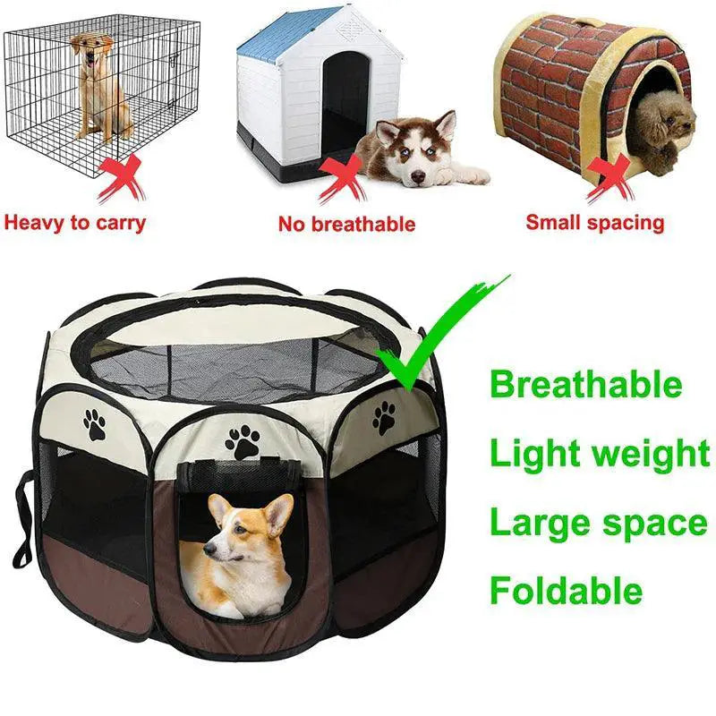 Portable Octagon Pet Playpen With Zipper For Indoor Outdoor