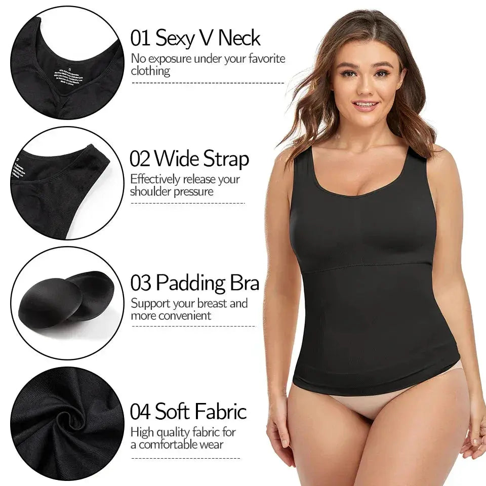 Plus Size Tummy Control Shapewear With Built In Bra