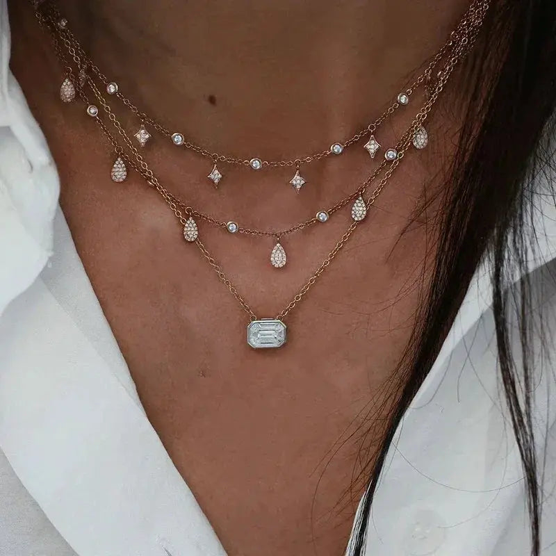 Boho Multi Element Crystal Layered Necklace for Women
