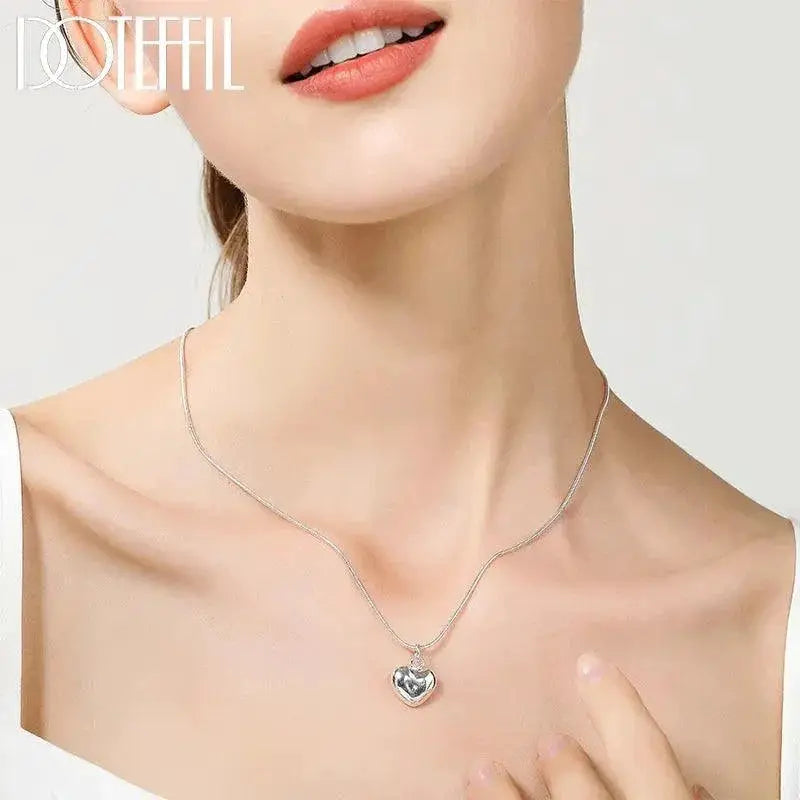 Sterling Silver Heart Pendant Necklace For Women Jewelry