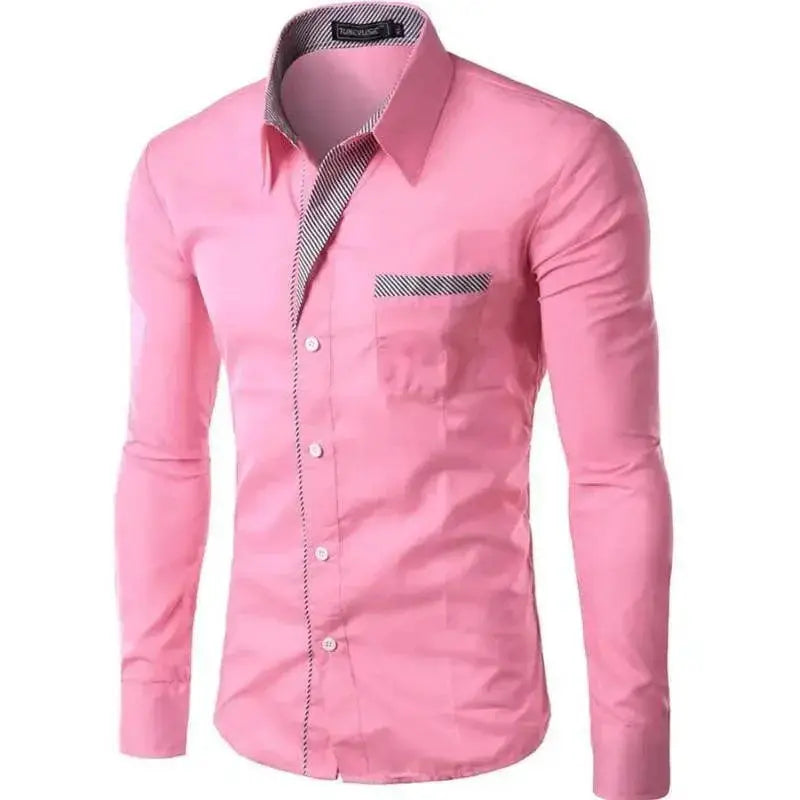 Sophisticated Mens Slim Fit Dress Shirt Formal Elegance