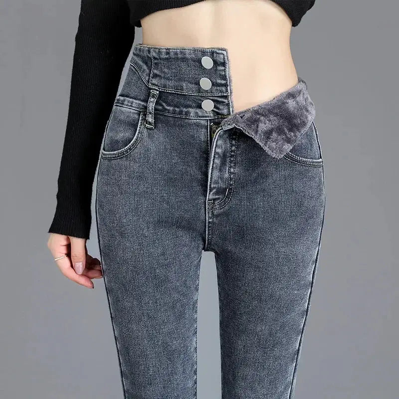 Thermal Winter Thick Fleece High Waist Warm Skinny Jeans