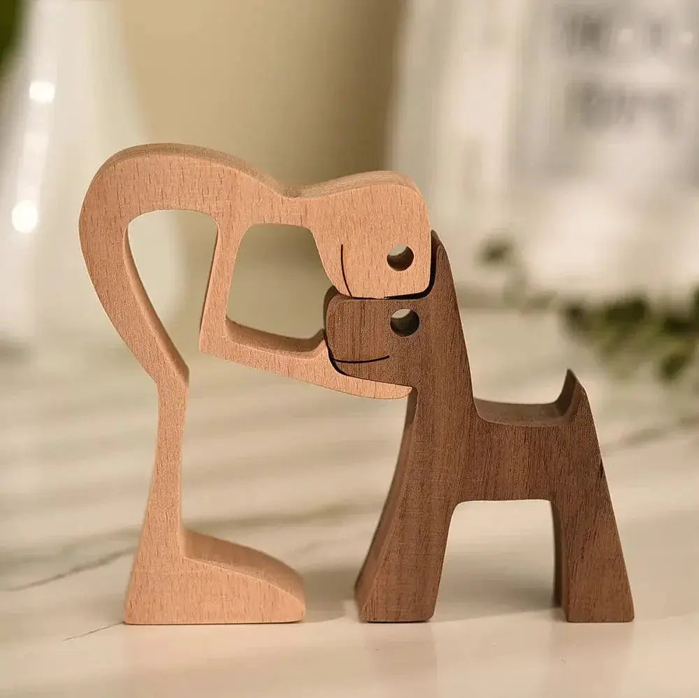 Personalized Hand Carved Dog Family Figurine For Pet Lovers