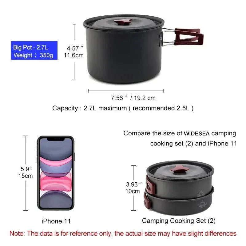 Lightweight Aluminum Camping Cookware Set For Outdoor Use