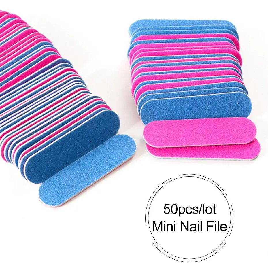 Professional Double Sided Nail File Set In Pink Blue Colors