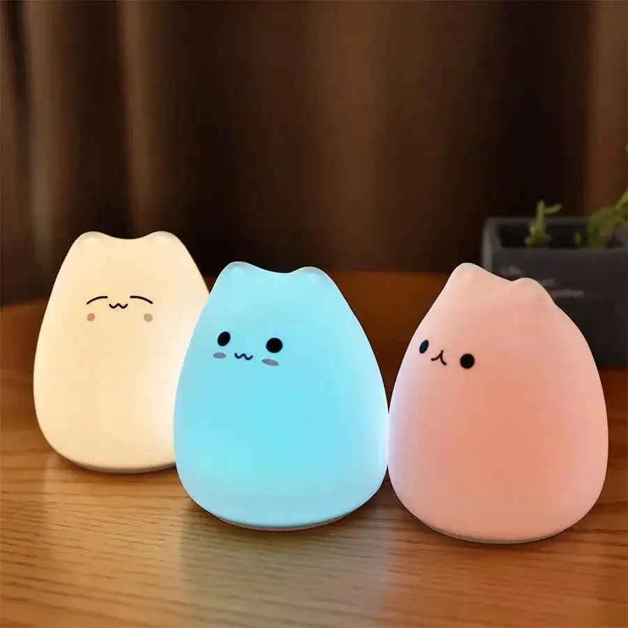 LED Cat Night Light For Kids Soft Silicone Touch Sensor