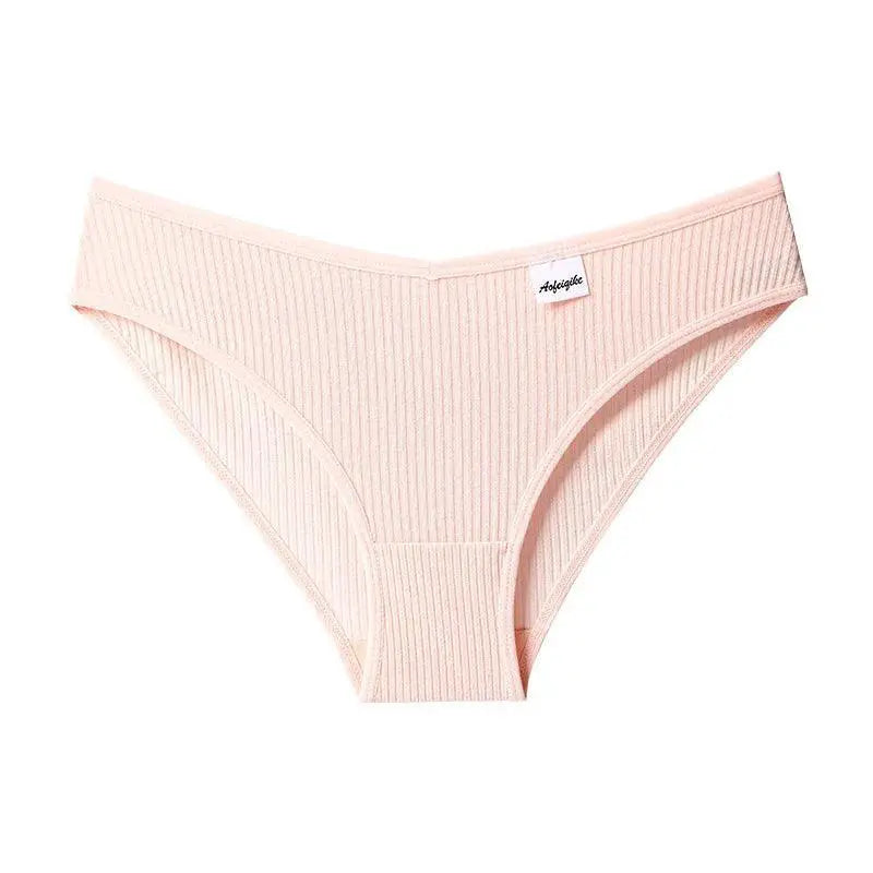 Striped Cotton V Panty Breathable Women's Underwear