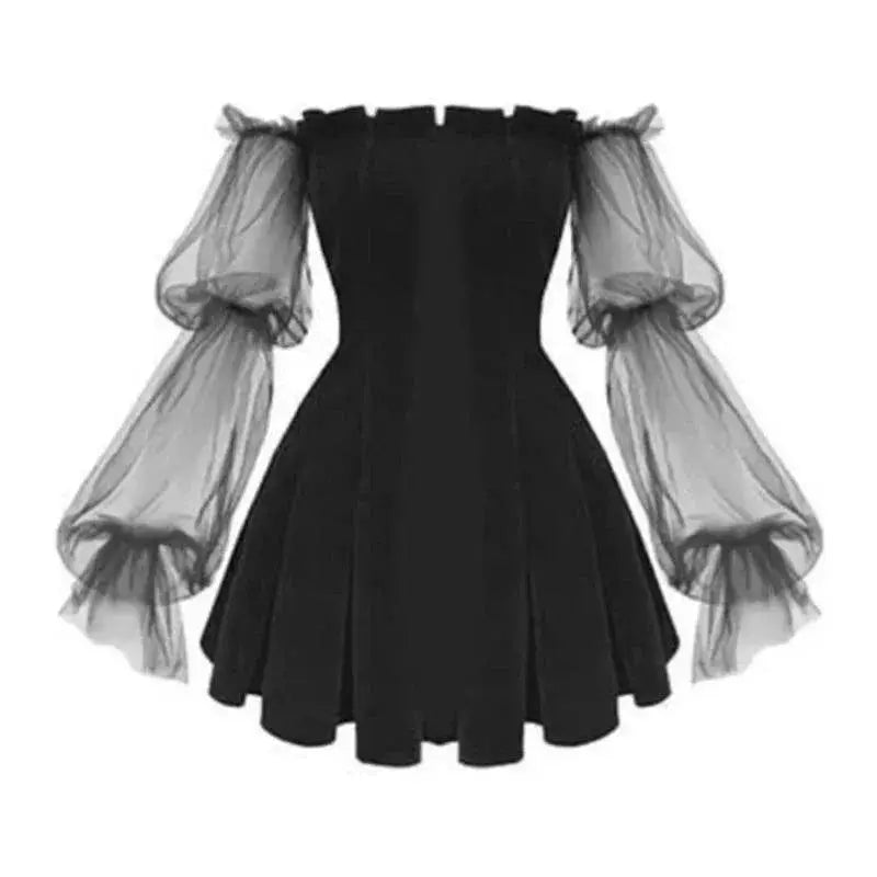 Gothic Elegance Velvet Mini Dress Off Shoulder Vintage