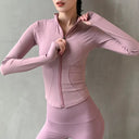 Long Sleeve Sports Jacket Women Zip Fitness Yoga Top