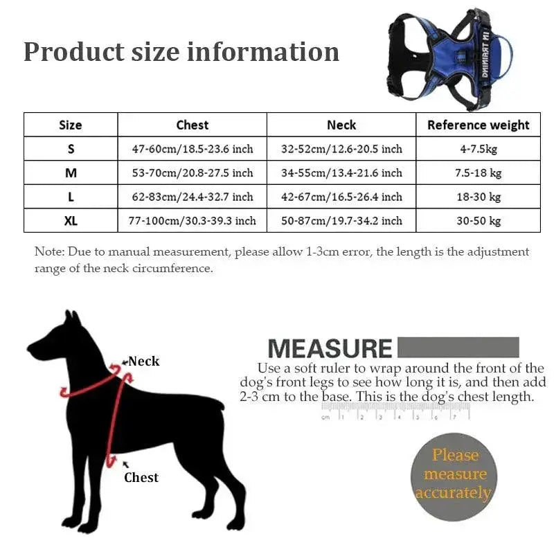 Adjustable Reflective Dog Harness Vest With Leash For Dogs