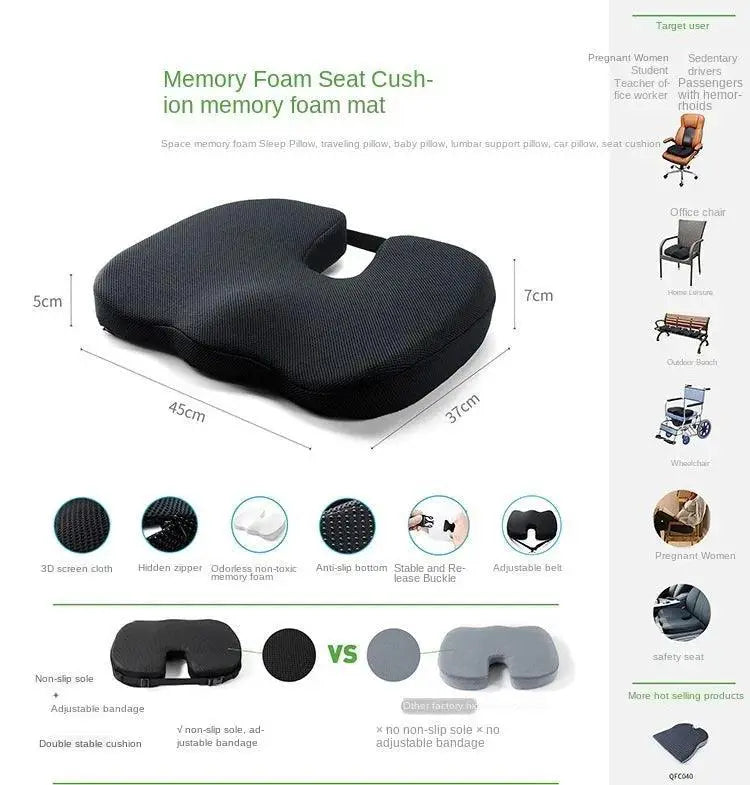 U Shape Memory Foam Seat Cushion Gel Comfort Pillow