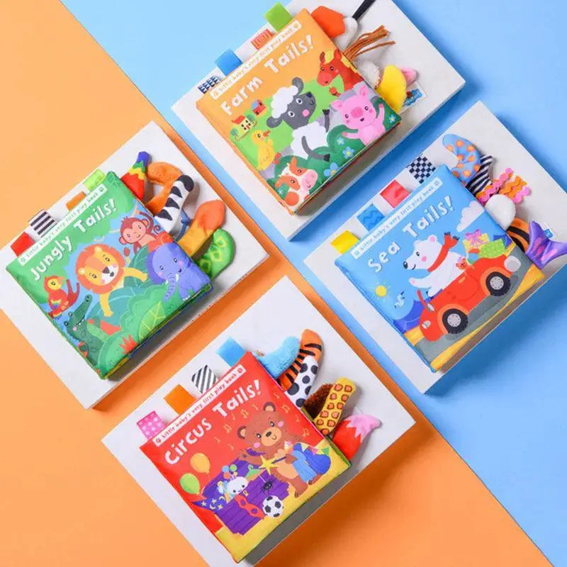 Baby Cloth Book Interactive Educational Animal Tail Toy