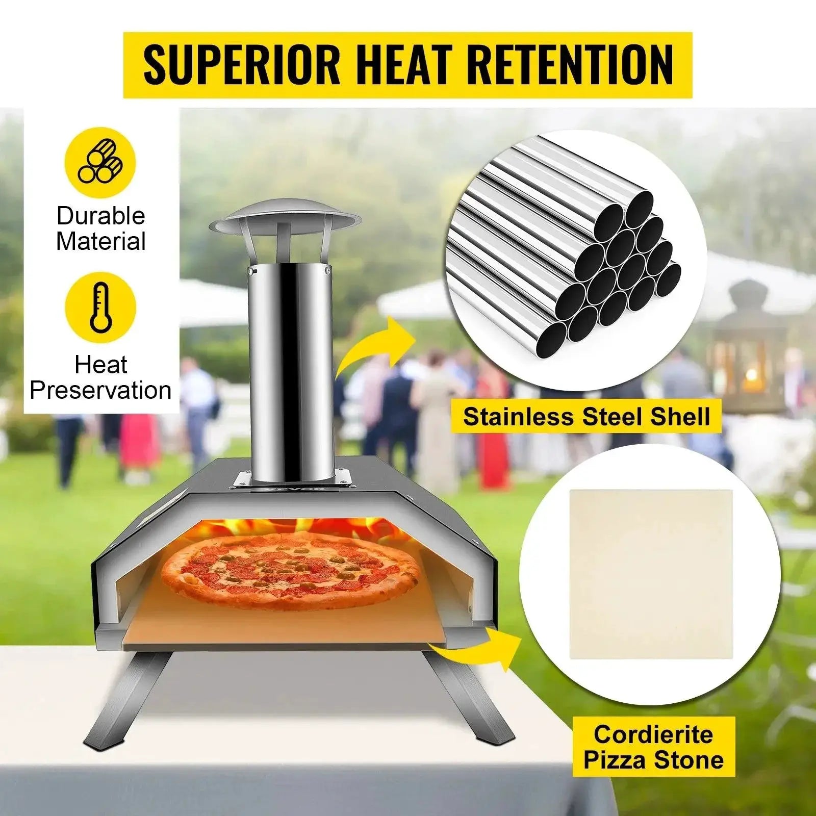 VEVOR Portable Pizza Oven With Premium Insulation Outdoors