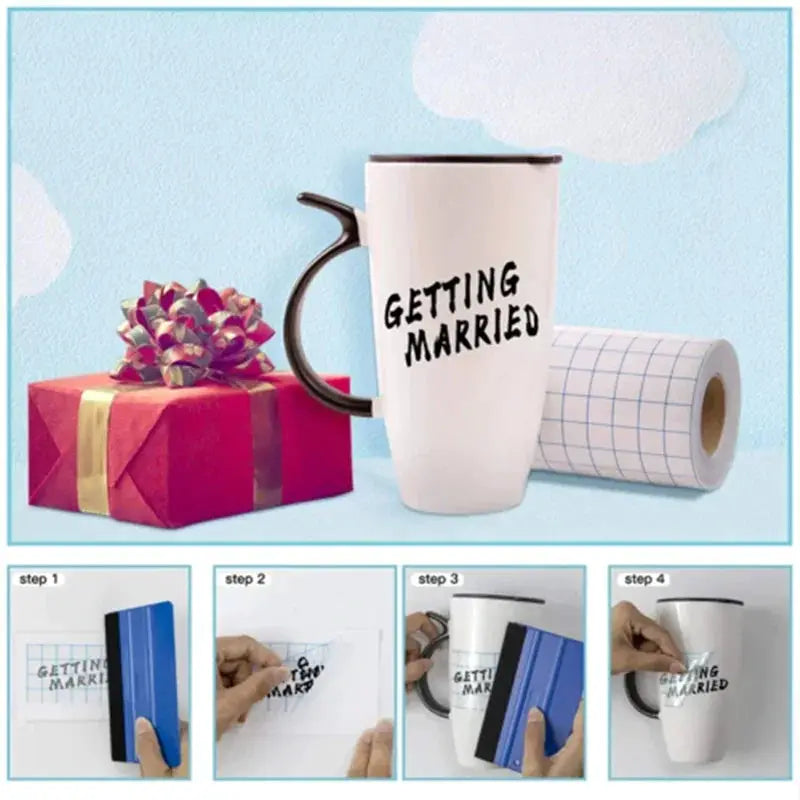 HTVRONT 12x60 Clear Transfer Tape Blue Grid Roll Premium