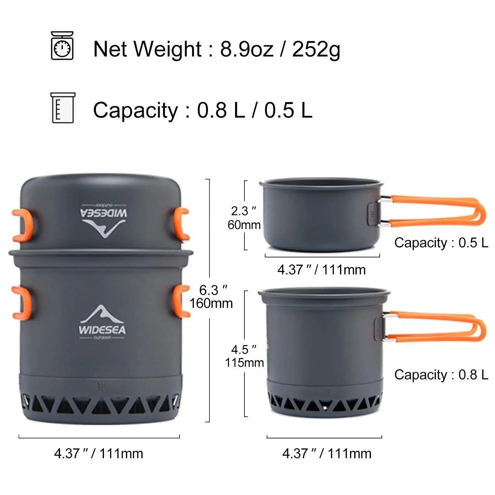 1.3L & 2.3L Outdoor Camping Cookware Set Lightweight Gear - OurLum.com