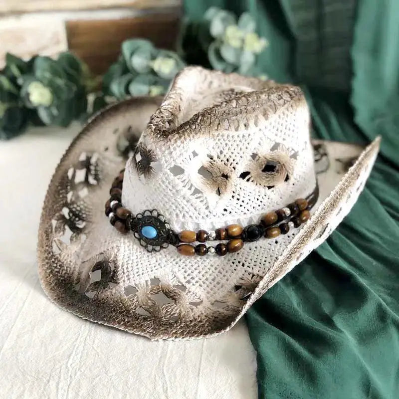 Natural Straw Cowboy Hat Unisex Handmade Weave 2021